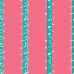 Soft Flower Party vintage stripes pink and teal