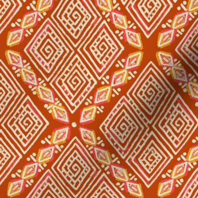 African Prints Orange Diamonds