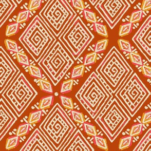 African Prints Orange Diamonds