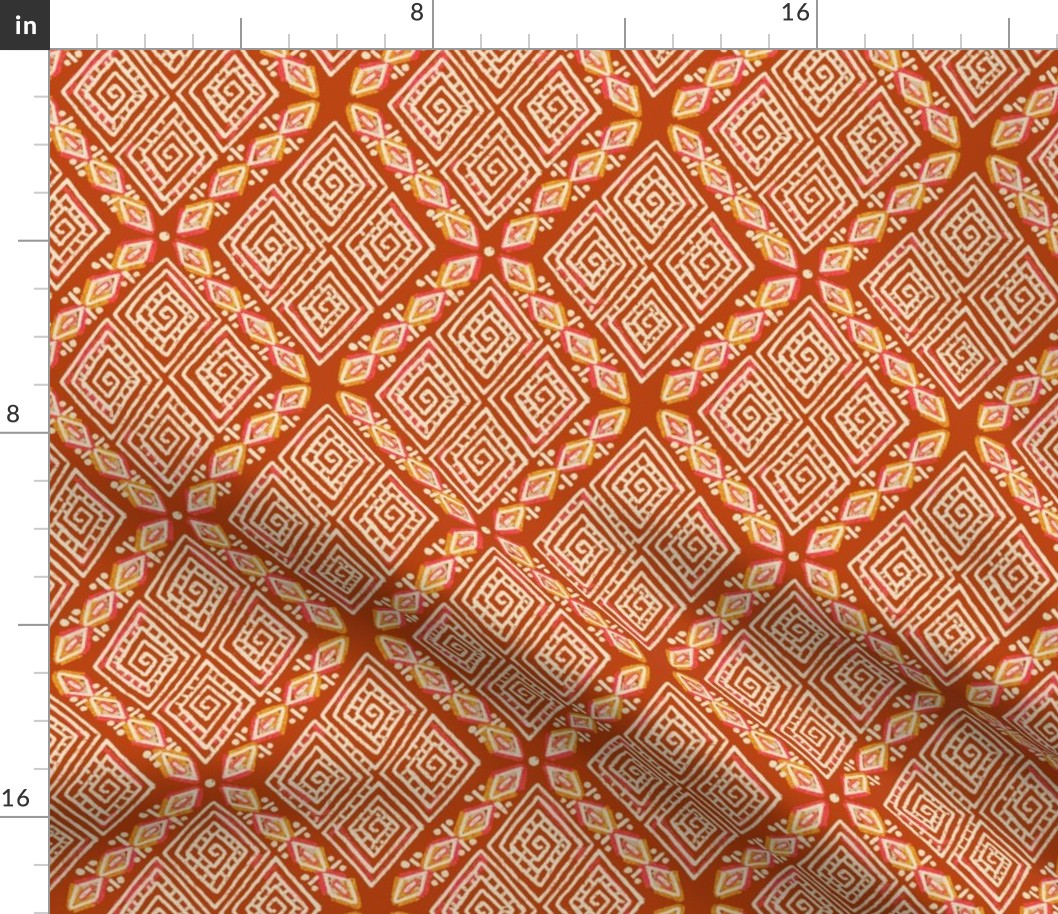 African Prints Orange Diamonds