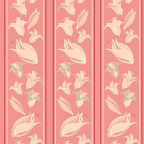 Soft Flower Party stripes peach and coral