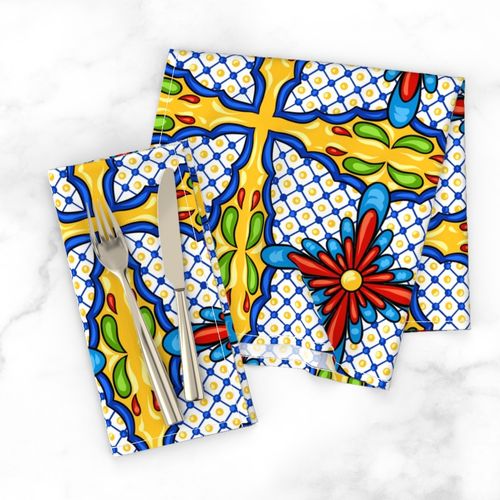 Mexican Tiles Teracotta Blue Yellow