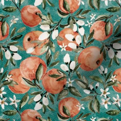 Botanical Orange Muted Teal