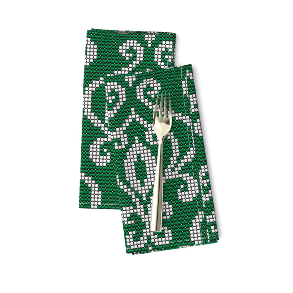 Damask emerald green white beads texture large