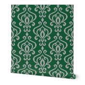 Damask emerald green white beads texture large