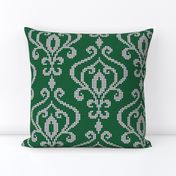 Damask emerald green white beads texture large