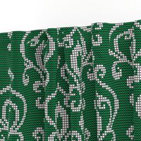 Damask emerald green white beads texture large