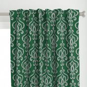 Damask emerald green white beads texture large