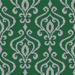 Damask emerald green white beads texture large