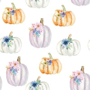 Fall Floral Pumpkins // White