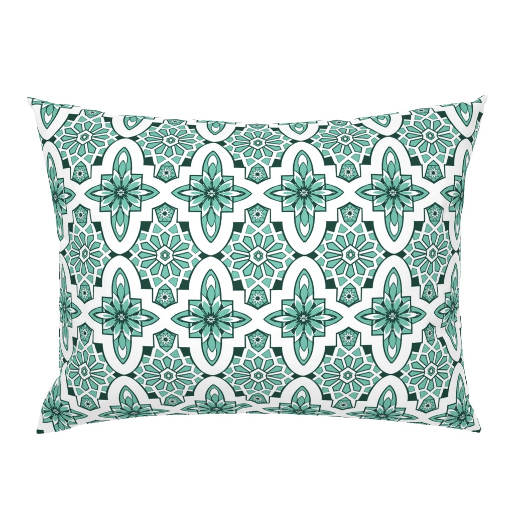 Moroccan Tiles in Mint green and white,   Marrakesh tile with white and mint