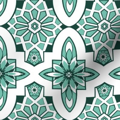 Moroccan Tiles in Mint green and white,   Marrakesh tile with white and mint