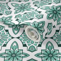 Moroccan Tiles in Mint green and white,   Marrakesh tile with white and mint