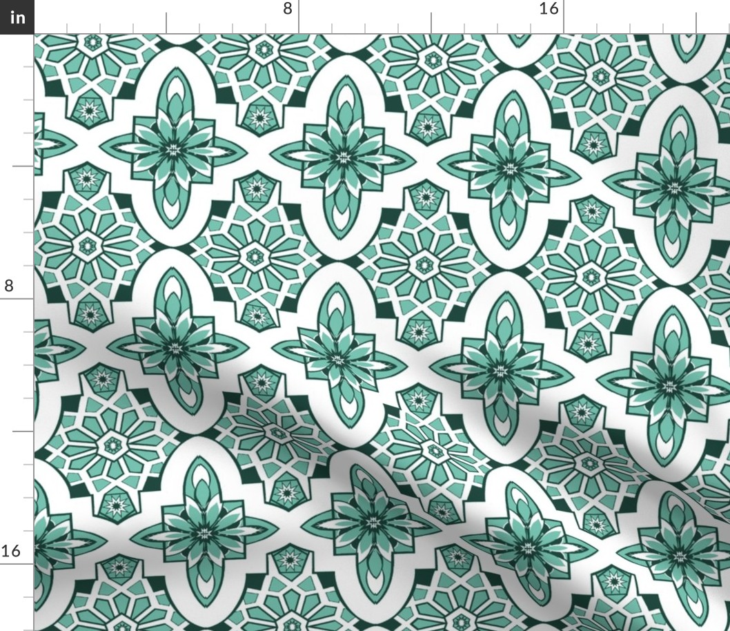 Moroccan Tiles in Mint green and white,   Marrakesh tile with white and mint