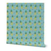 Ditsy Pineapple Floral in blue