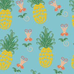 Ditsy Pineapple Floral in blue