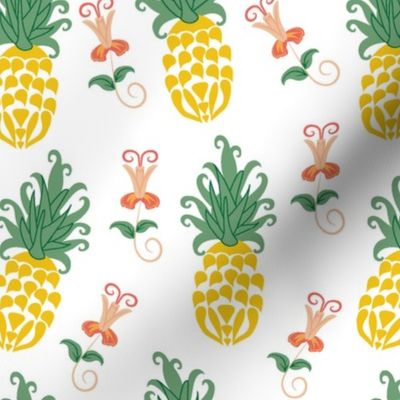 Ditsy Pineapple Floral in white