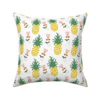 Ditsy Pineapple Floral in white