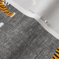 (large scale) walking tigers on grey (woven) C19BS