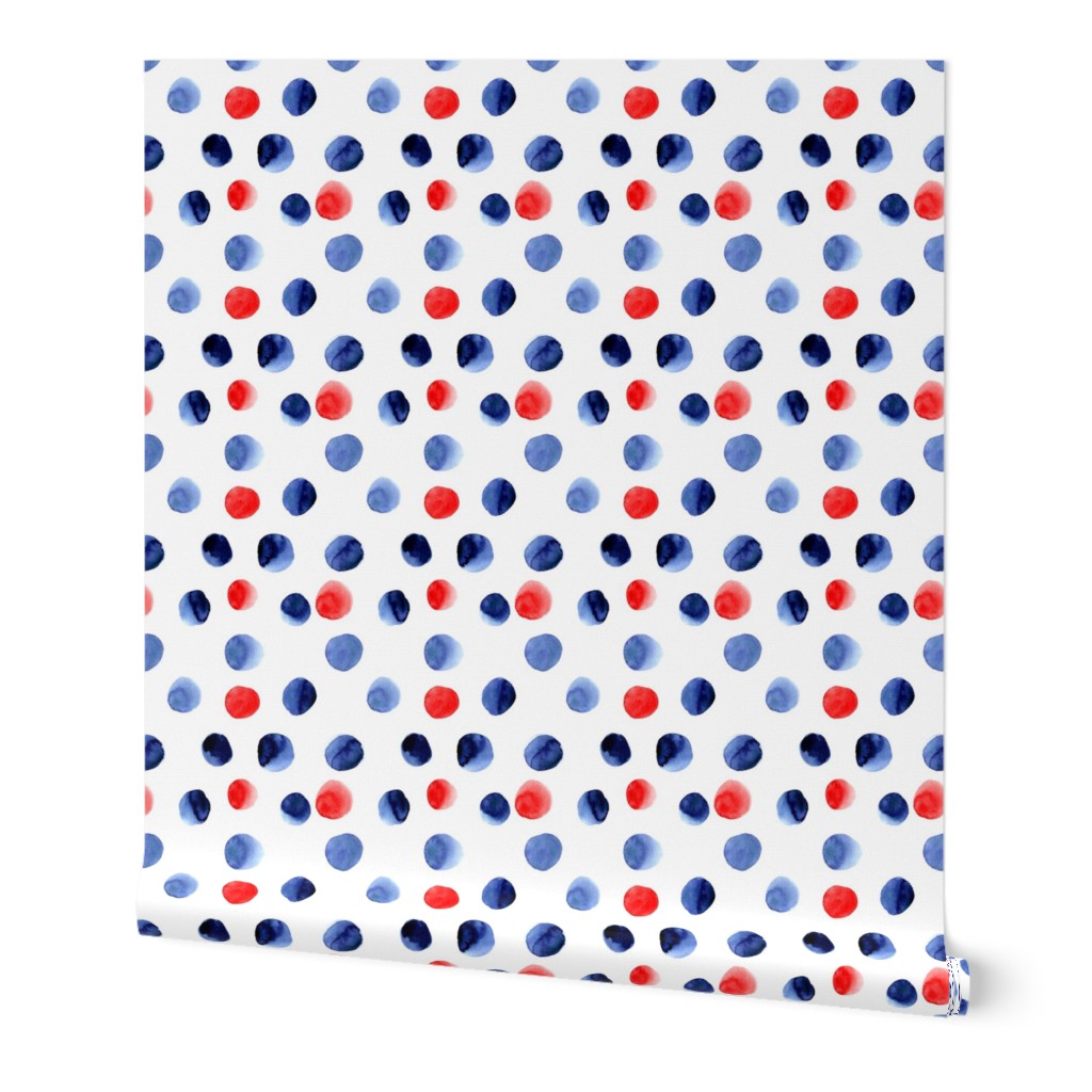 Red and Blue Watercolor Dots