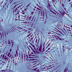 palm leaves in transparent in blues