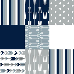 patchwork fabric - navy grey dusty blue