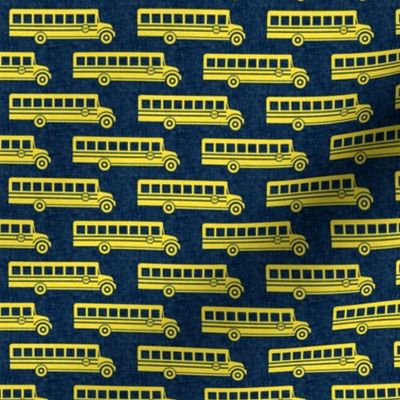 School bus - yellow on navy -  back to school -  LAD19