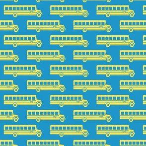 School bus - yellow on blue - back to school -  LAD19
