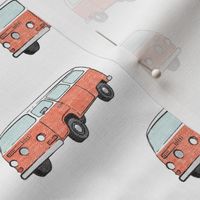 Retro Camper Bus - vintage car - peach - LAD19