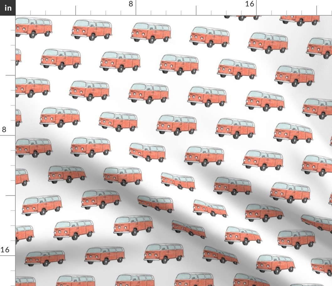 Retro Camper Bus - vintage car - peach - LAD19