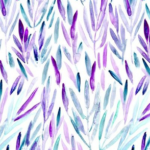 Eucalyptus in purple and blue || watercolor leaves