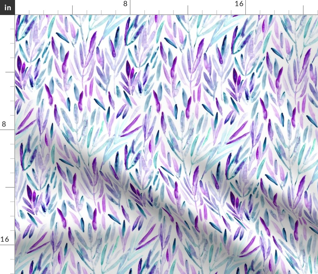 Eucalyptus in purple and blue || watercolor leaves