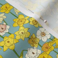 Small Daffodil Illustration on Blue