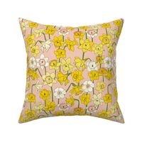 Medium Daffodil Illustration on Pink