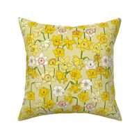 Medium Daffodil Illustration on Yellow
