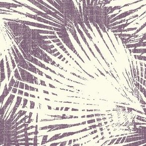 palm leaves tropical on gray linen