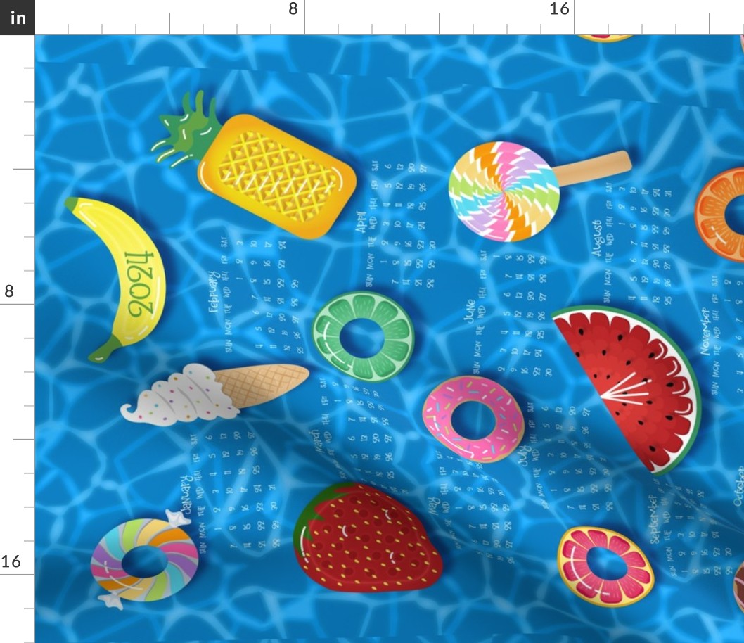 Pool Floats 2024 Calendar Blue