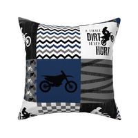 Motocross//A little dirt never hurt//Navy - Wholecloth Cheater Quilt