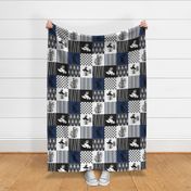 Motocross//A little dirt never hurt//Navy - Wholecloth Cheater Quilt - Rotated