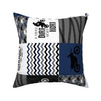 Motocross//A little dirt never hurt//Navy - Wholecloth Cheater Quilt - Rotated