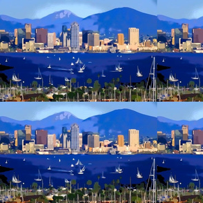 San Diego digital painting for pillow
