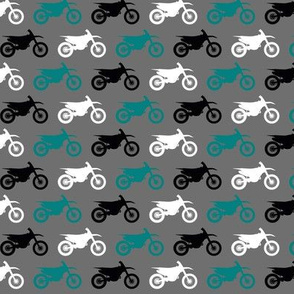 Motocross//Dirtbikes - Teal on Grey