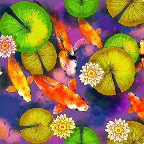 vivid purple koi pond