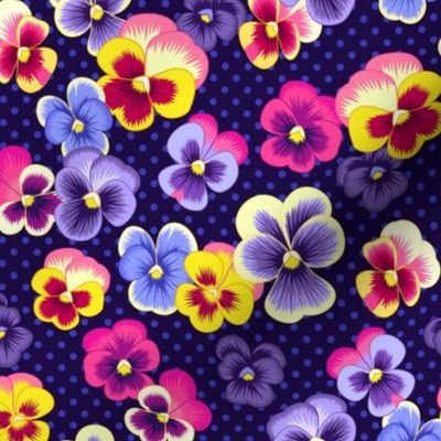 pansies and polka dot