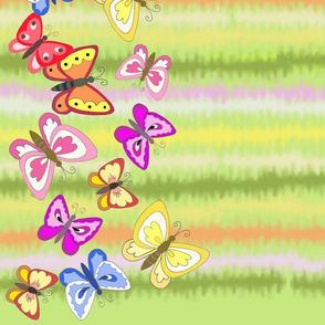 border butterflies on light green 