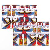 ancient egypt egyptian  Maat goddesses  hieroglyphics wings birds colorful yellow red blue orange feathers Ankh tribal Isis similar sun women female