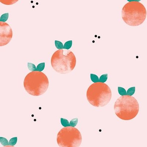 Minimal watercolor citrus fruit summer garden pink orange