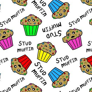 stud muffins white black text