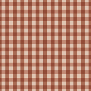 Gingham Plaid Check _Brick Red and Coffee