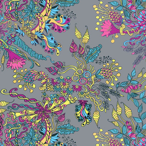 doodle tangle floral gray